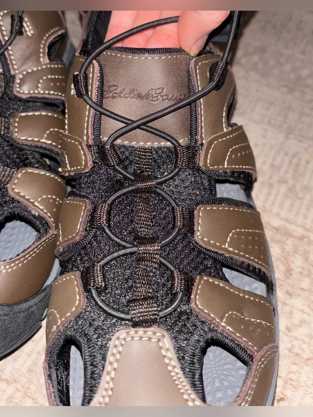 Eddie Bauer Men's Stewart Hiking Leather Sandals 82131 US Size 11M Brown Black